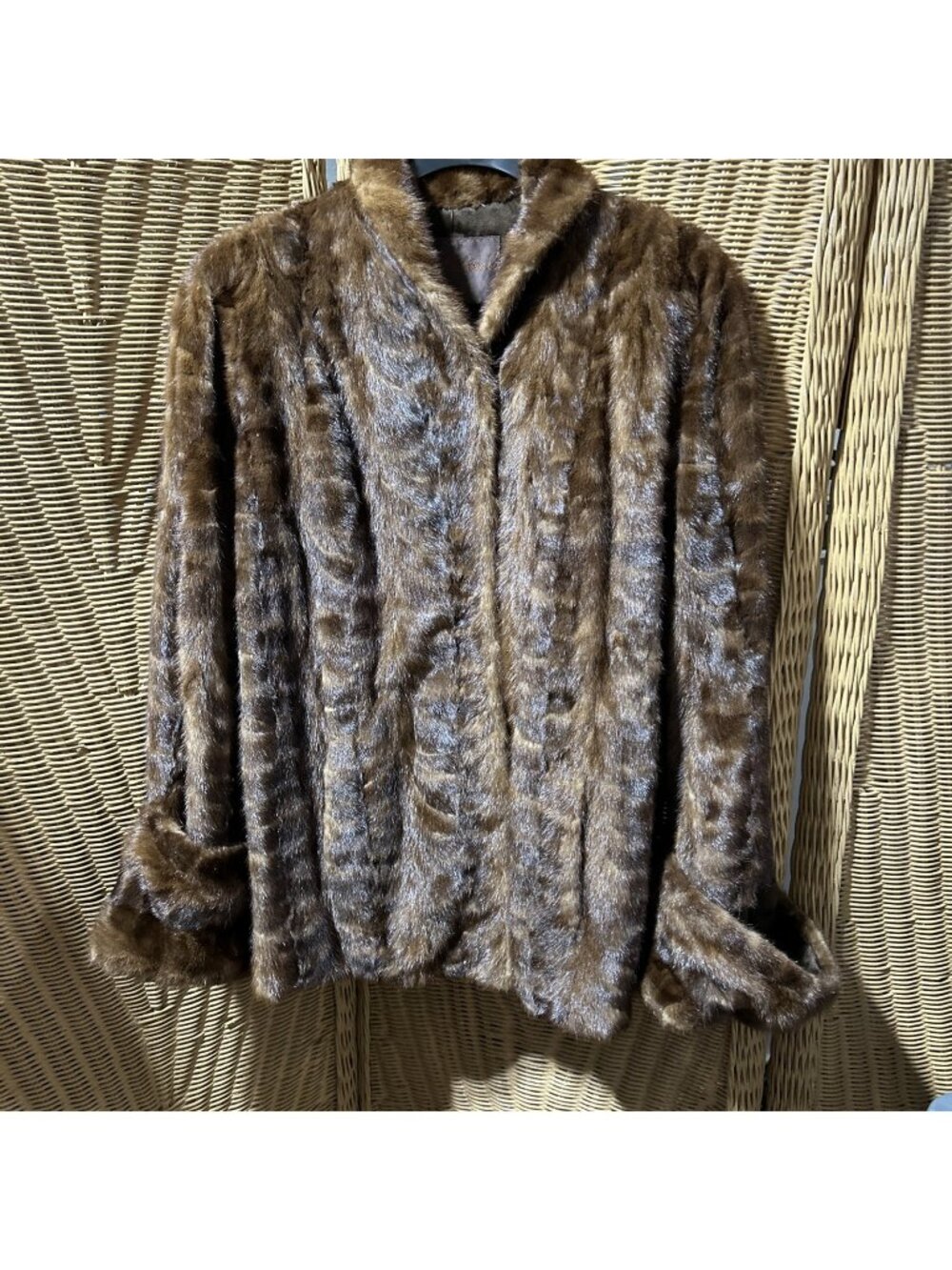 JL Hudson Fur Coat Mink Dark Brown With Blonde Blend 1980's Boho Fashion